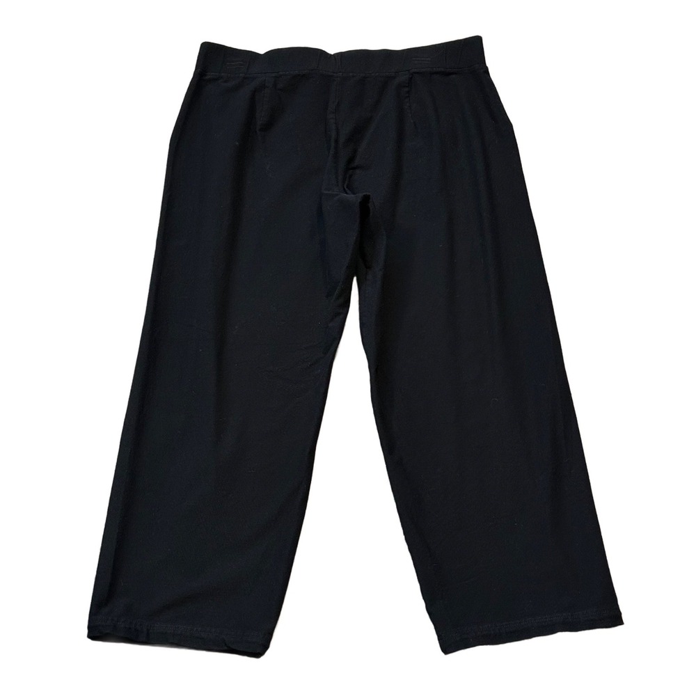 Eileen Fisher Cropped Wide Leg Pants XL Black Viscose Nylon Stretch Pull On
